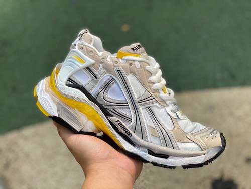 Balenciaga 7.0 blanco marrón amarillo M puro original ⚡️ Balenciaga Runner Grafhti malla con cordone