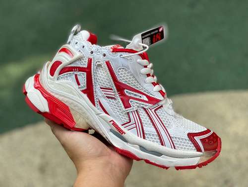Balenciaga 7.0 blanco rojo M puro original ⚡️ Balenciaga Runner Grafhti malla con cordones escotado 