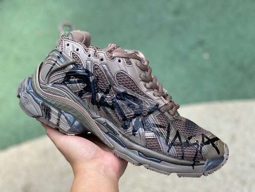 Balenciaga 7.0 marrón M puro original⚡️ Balenciaga Runner Grafhti malla con cordones bajos deportes 