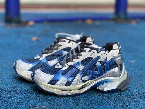 Balenciaga 7.5 blanco azul vg puro original Balenciaga Runner Grafhti malla con cordones escotado de