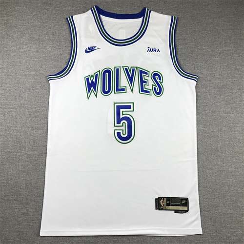 Timberwolves n. 5 Anthony Edwards Classico retrò bianco