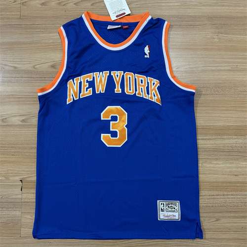 Knicks No 3 John Starks Retro Blu