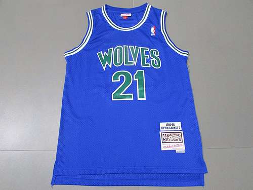 Timberwolves n. 21 Garnett retrò blu verde lettere