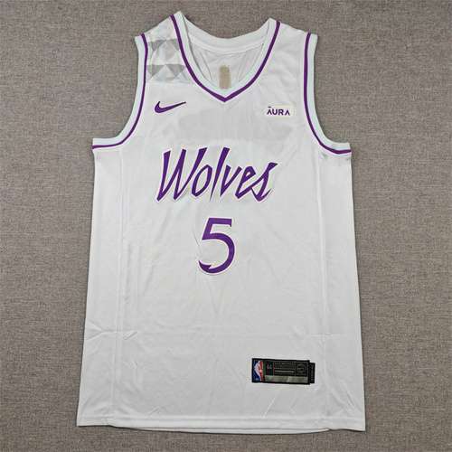 Timberwolves n. 5 Anthony Edwards lettera bianca bianca