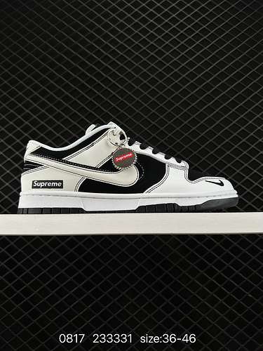 Combinazione Supreme x Nike Dunk Low in bianco e nero Questo modello sostiene la rottura delle tradi