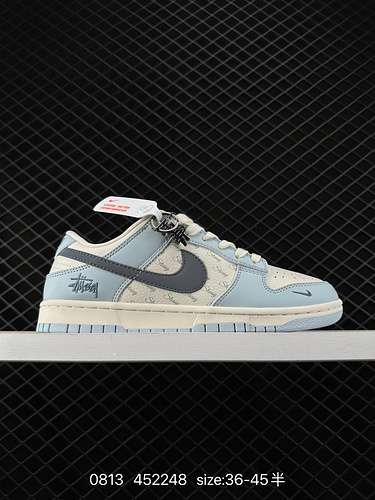 24 Nk SB Dunk Low Stussi cobranded inglese azzurro Anniversary sneakers casual basse personalizzate 