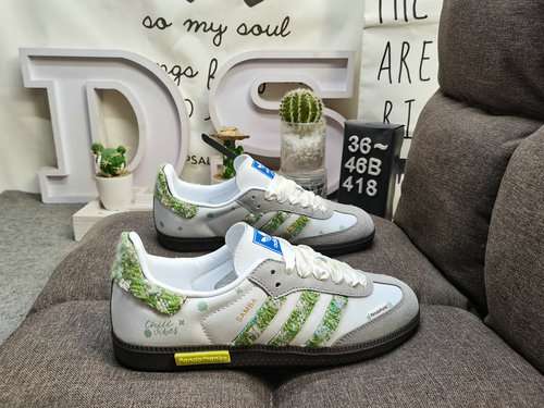 418D livello aziendale AD Scarpe da tavola leggere classiche retrò Samba OG bianco verde IG1024 repu