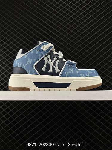 MLB Chunky Liner 24SS taglio basso New York Yankees retro inciso modello scuro scarpe vintage alla m