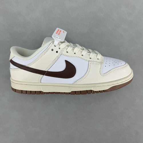 1D30G Nike Dunk scarpe da tavolo basse antiscivolo in pelle sintetica da donna bianco riso marrone 4