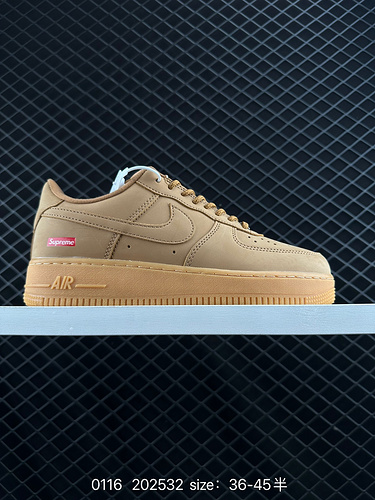 1D60G rilascio sincronizzato ufficiale a livello aziendale Nike Air Force 1D 0G7 Low Wheat Supreme c