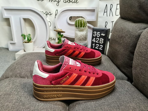 1D2C2CD Adidas Gazelle Bold W IG4388 Tre foglie di trifoglio Tre strati Fondo spesso Basso Top Retro