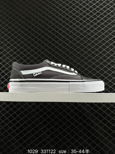 1D1D0G Vans Skate Classics Old Skool Grigio Bianco Classico Anaheim Side Chessboard Pattern Scarpe d