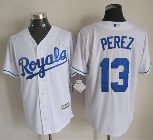 Kansas City Royals #13 Salvador Perez White New Cool Base Stitched MLB Jersey.jpg