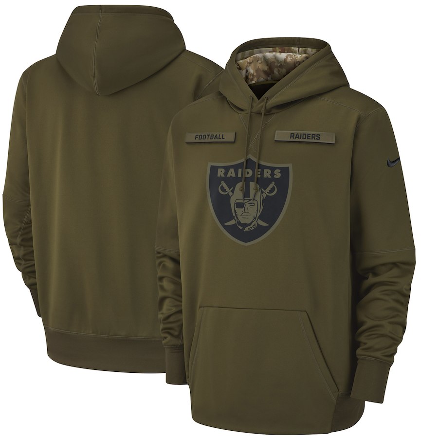 Oakland Raiders Nike Men&amp;#x27;s Salute to Service Pullover Performance Green Hoodie.jpg