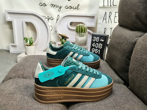 951yuD Adidas Gazelle Bold W IG4391yu Tre foglie di trifoglio Tre strati Fondo spesso Basso Top Retr