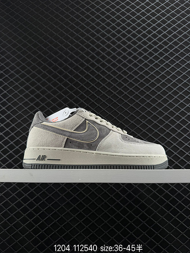 2poopoo Nike Air Force 1yu Low poo7 Pelle scamosciata grigia originale ultimo cartone originale per 