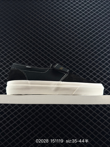 Vans Fear of Fog x Vans Slip On 47 V DX FOG High Street Black and White Lazy Velcro One Step Canvas 