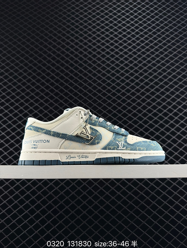 company level ✅  Nk SB Dunk Low LV Collaboration - Light Blue Denim Anniversary High end Customized 