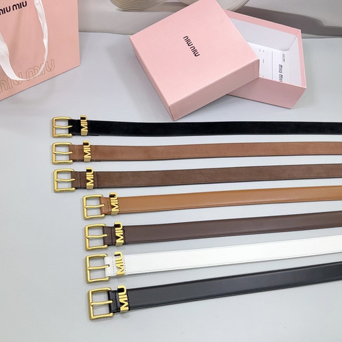 Miumiu belt wholesale Miumiu men's belt wholesale original leather material in stock promotion width