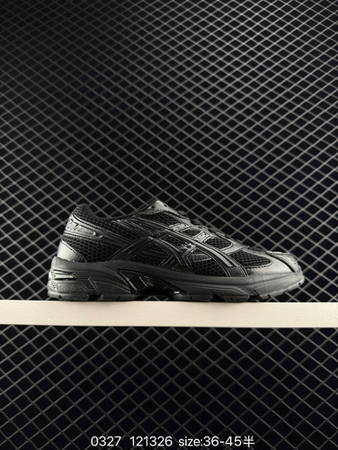 Asics Gel-1 comfortable and fashionable synthetic leather low top running shoes carbon black item nu