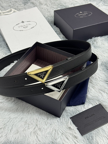 PRADA belt wholesale Prada men's belt wholesale original leather material in stock promotion width 3