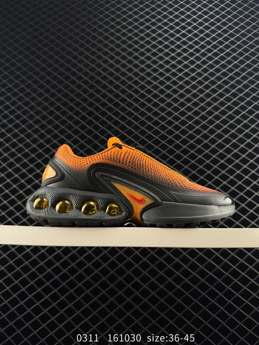 The new Nike NK Air Max Dn air cushioned running shoes feature a four cylinder compartment design on