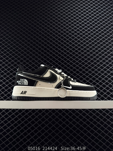 [Customized Version] Nk Air Force 1&# x27; 07 Low North Co branded Matte Black Drawstring Air Fo